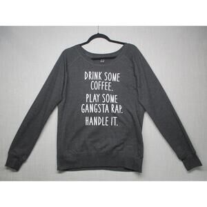 Instant Message Dark Gray‎ Graphic Trendy Cozy Crew Neck Sweatshirt Size L